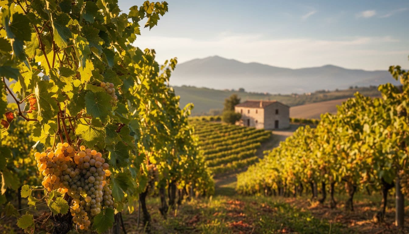 Vigneto di Fiano in Irpinia all’ora d’oro