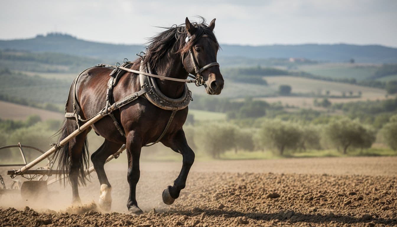 Cavallo Maremmano in addestramento al tiro