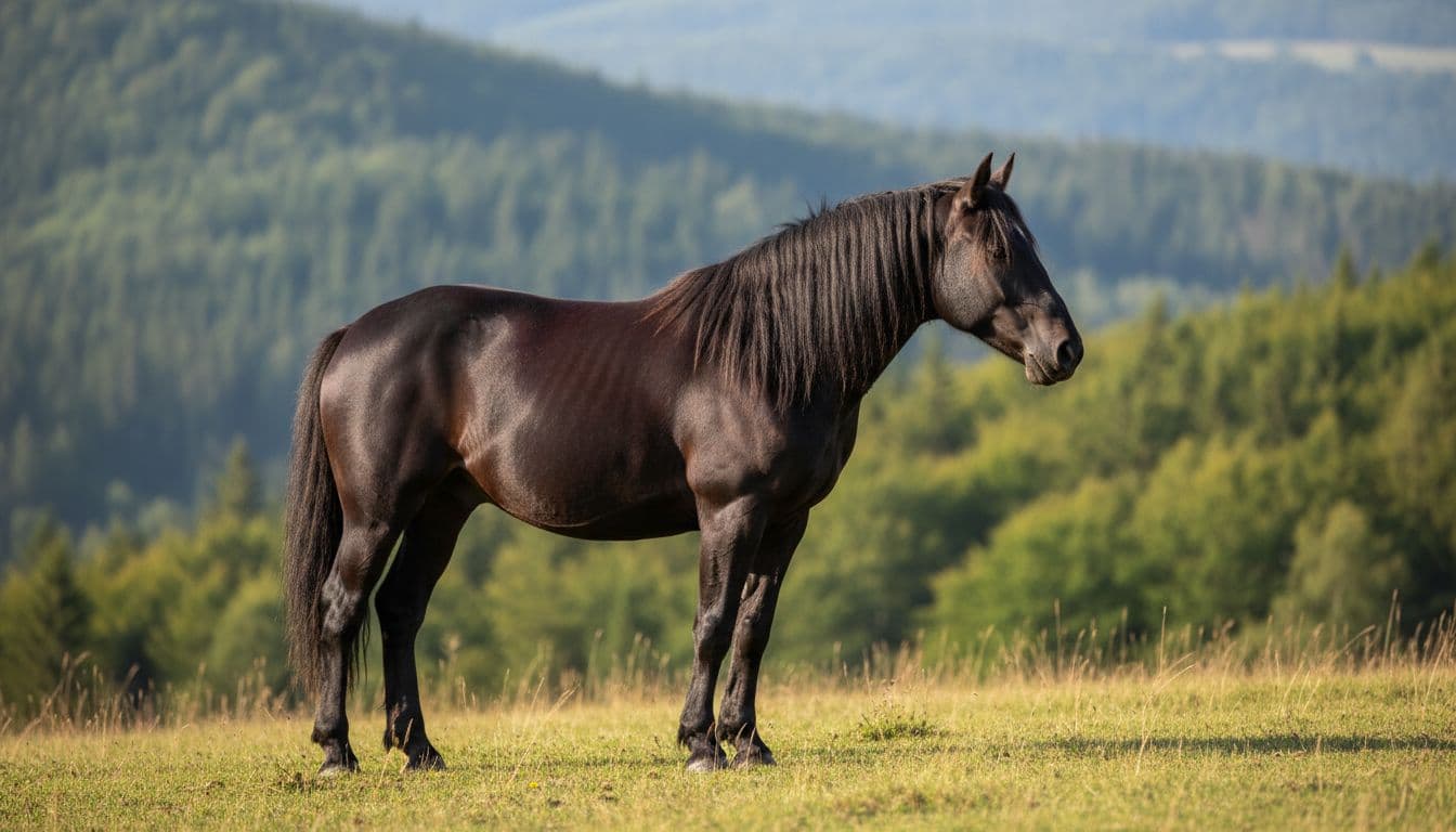 Cavallo Bardigiano in prato montano