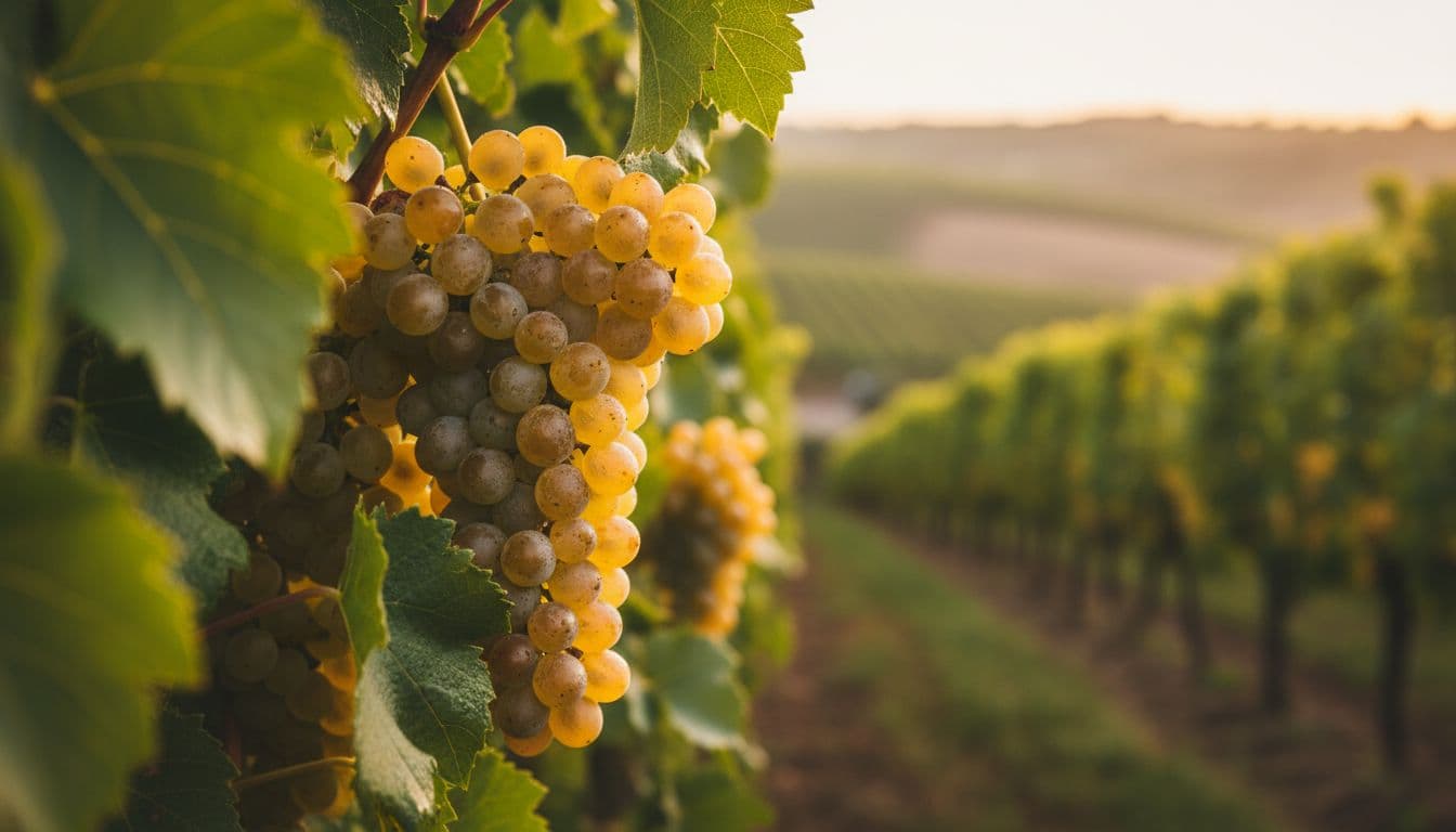 Grappoli di uva Fiano in primo piano