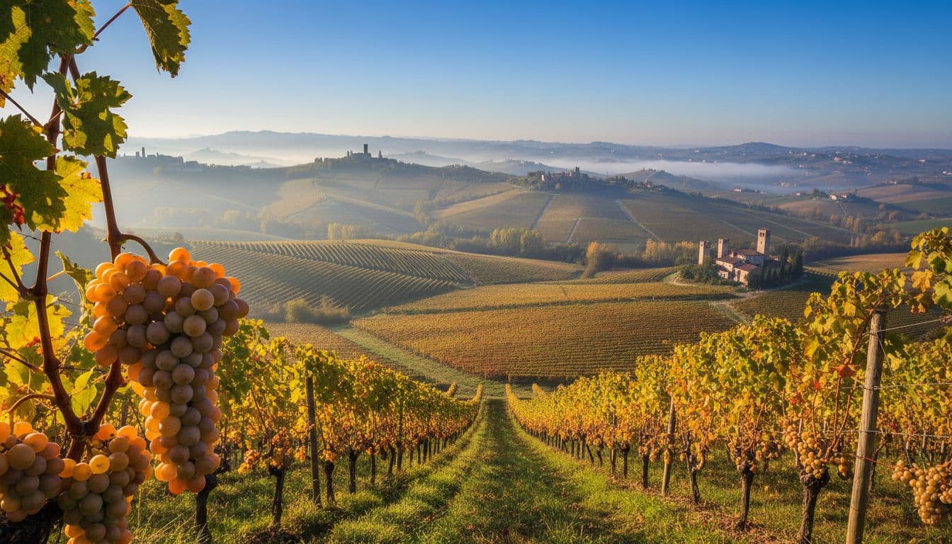 Colline del Prosecco con vigneti di Glera in autunno