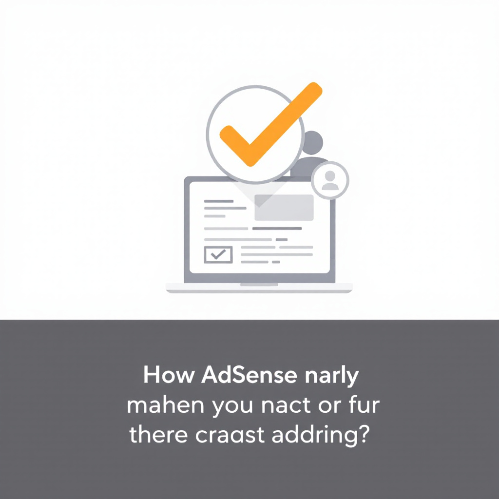 Flat illustration of a computer, a user icon, and a big green checkmark—showing AdSense approval success. Image created with AI.