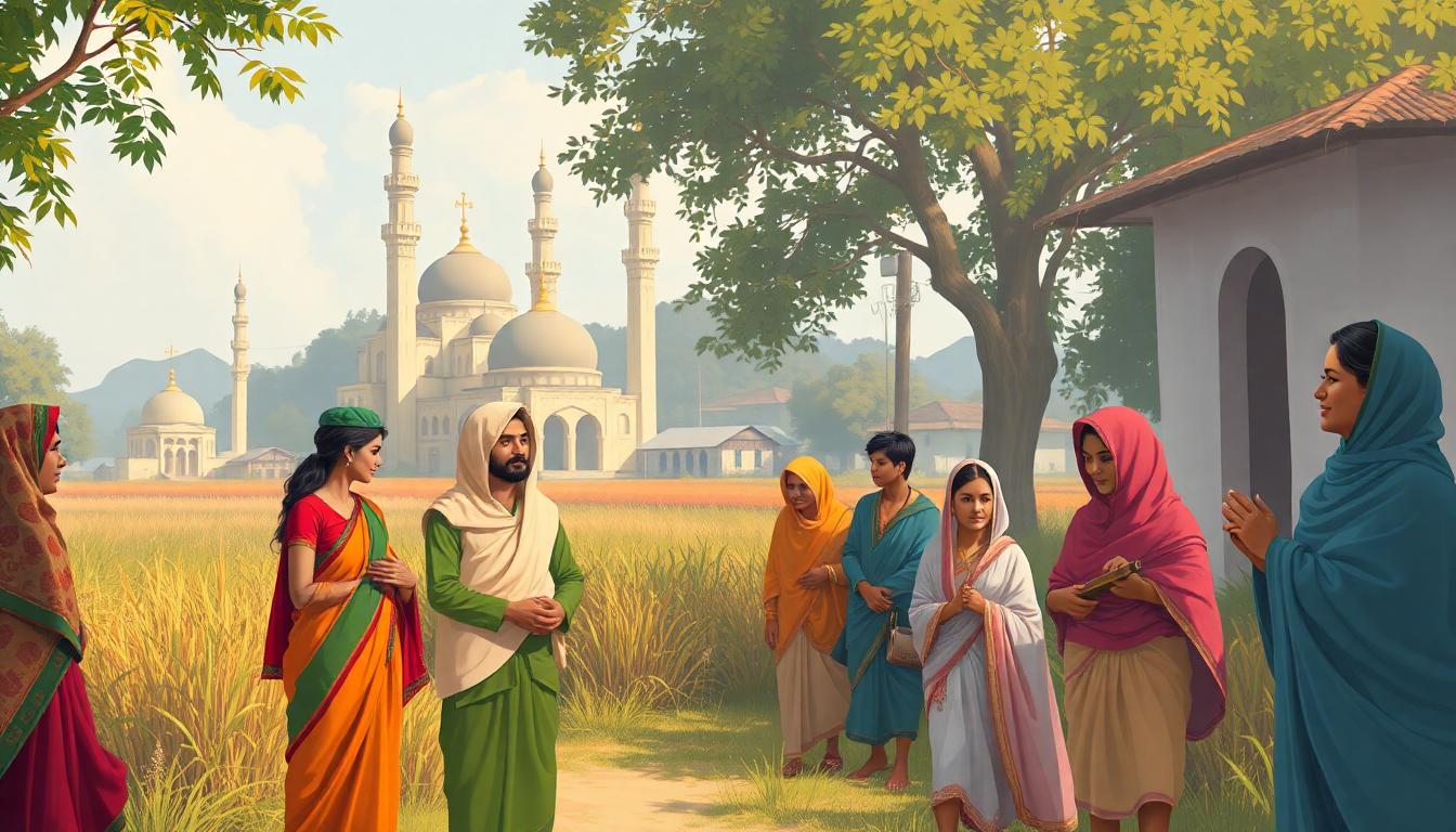 খ্রিষ্টান ও মুসলিম দুটো পরিবার ও সামাজিক মূল্যবোধের মিশেলে সুন্দর সম্পর্ক, ছবি AI দ্বারা তৈরি।