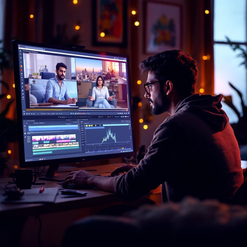 একজন বাঙালি ইউটিউবার তাঁর ভিডিওতে বক্তব্য ও বিশ্লেষণ যোগ করছেন - Image generated by AI