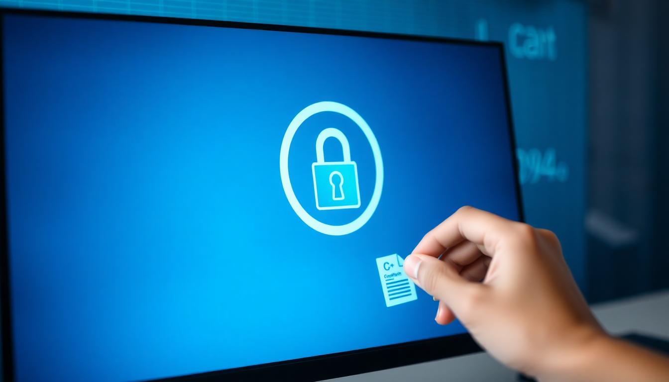 Digital workspace showing copyright and legal protection icons