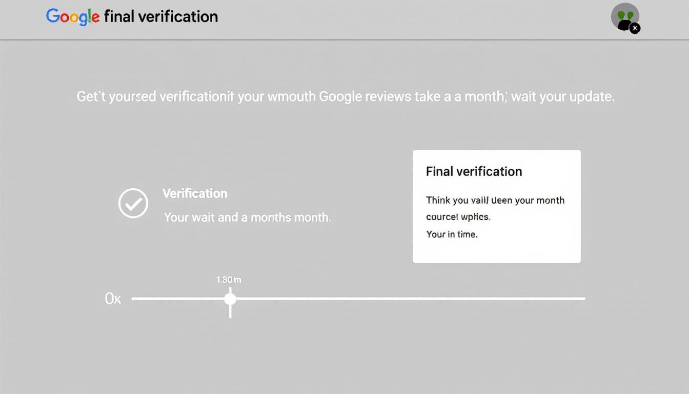 Final verification screen with checkmark and timeline showing about one month