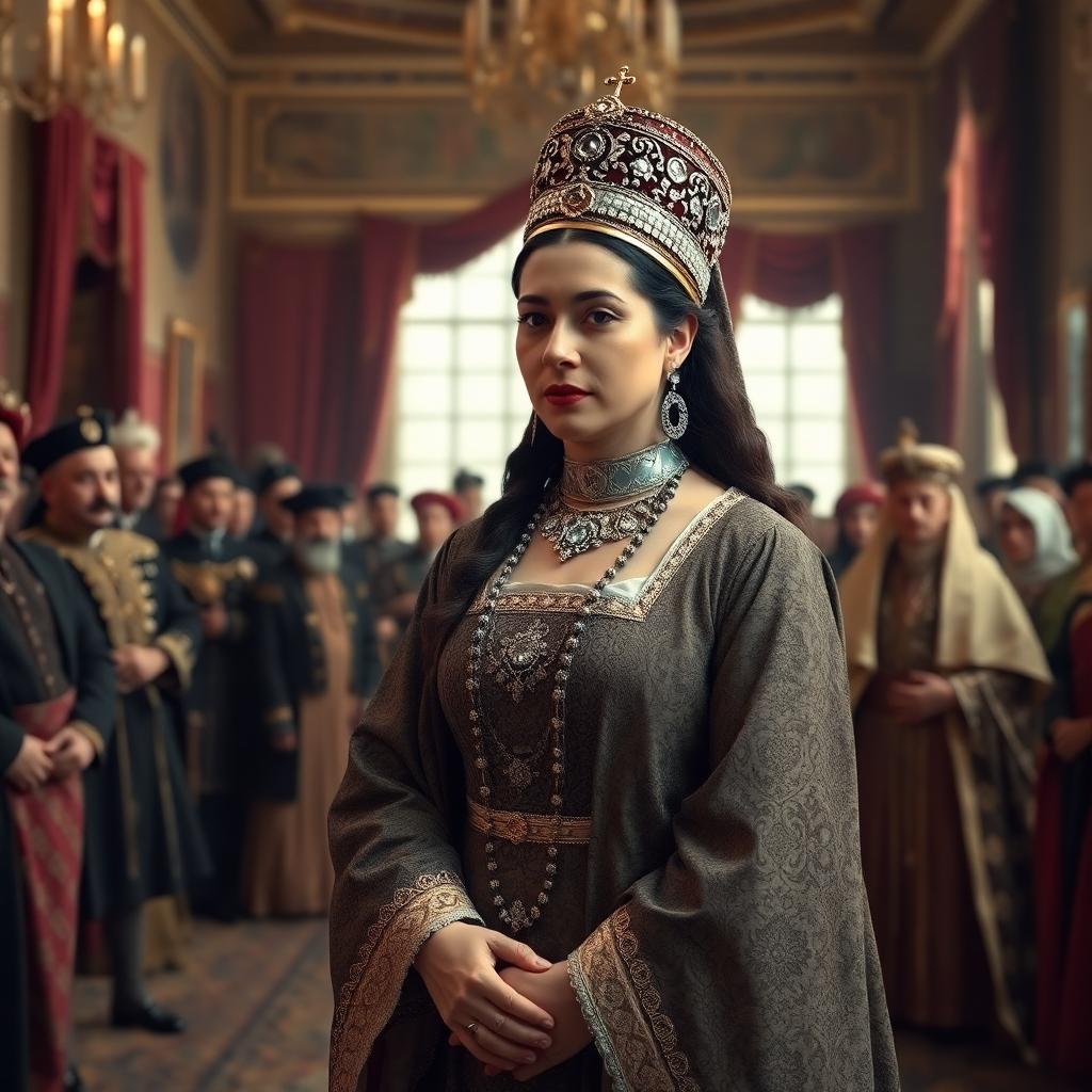 Kösem Sultan in the Ottoman palace surrounded by court officials, demonstrating her vast influence as regent and political leader. Image generated by AI for Hidden Women of Muslim History Everyone Should Know.