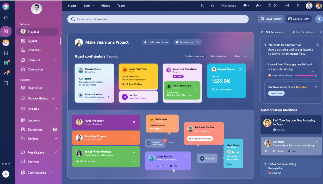 Modern team collaborating on a digital project dashboard with guest contributions highlighted