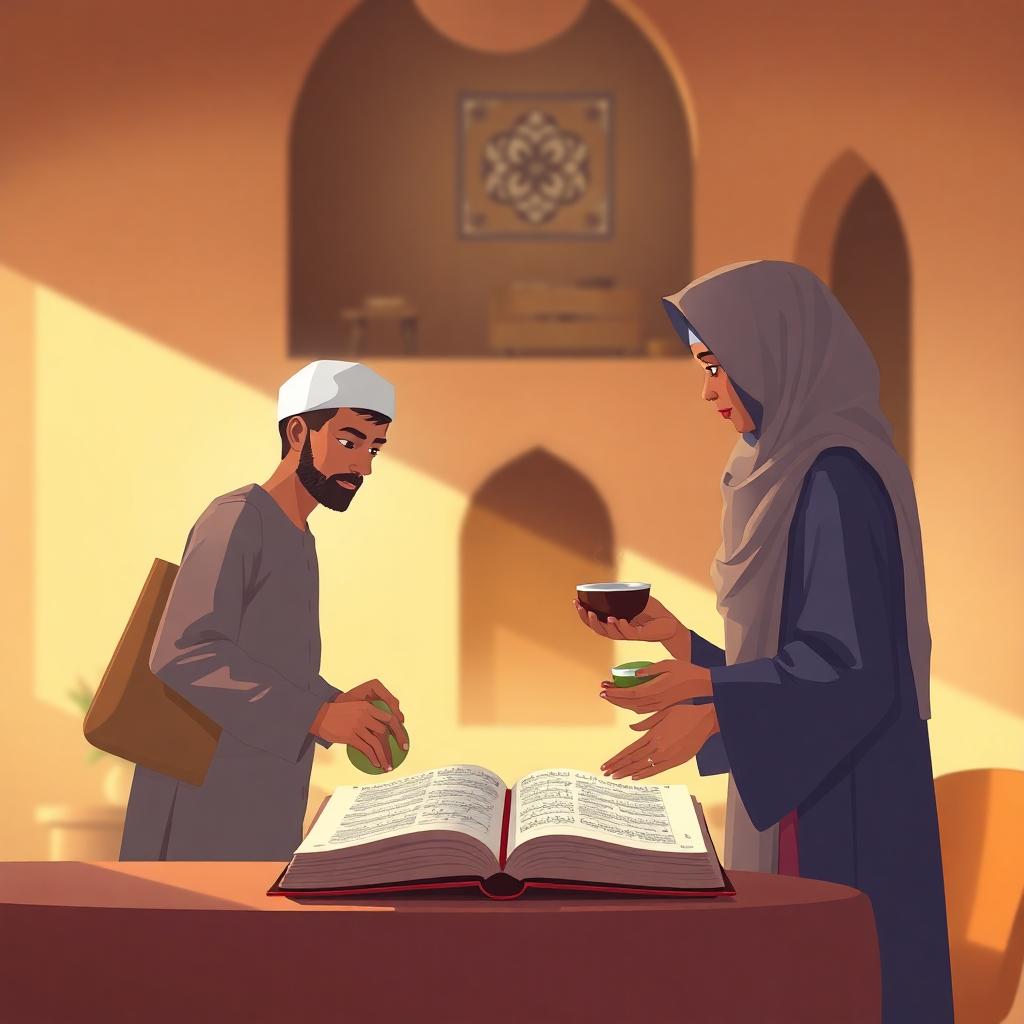 Muslim Community Serving Food in Mosque Interior