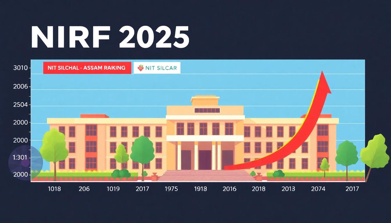 NIRF 2025-এ NIT শিলচরের পারফরম্যান্স পরিবর্তনের গ্রাফিকাল উপস্থাপনা, ঝুঁকিপূর্ণ অবস্থান ও প্রতিদ্বন্দ্বিতামূলক পরিবেশের ইঙ্গিত