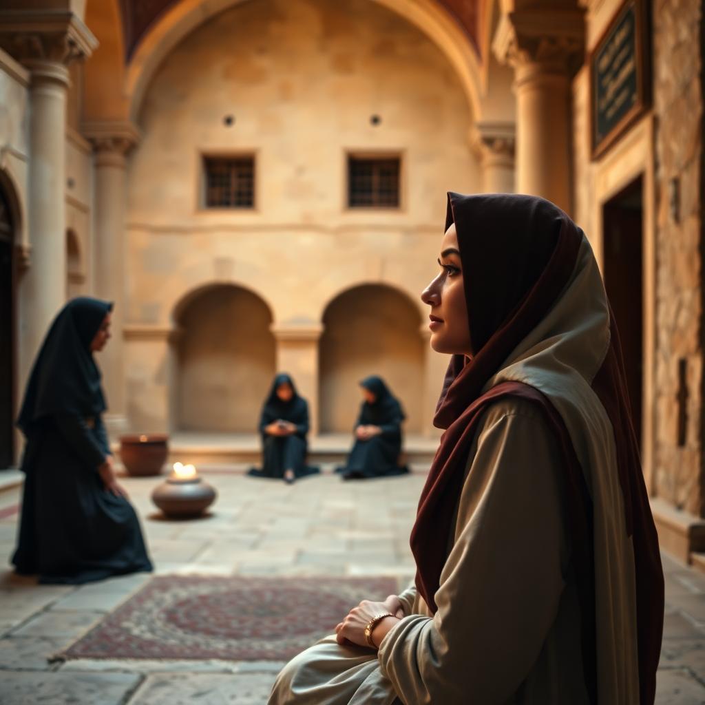 Rabia al-Adawiyya in a moment of spiritual contemplation