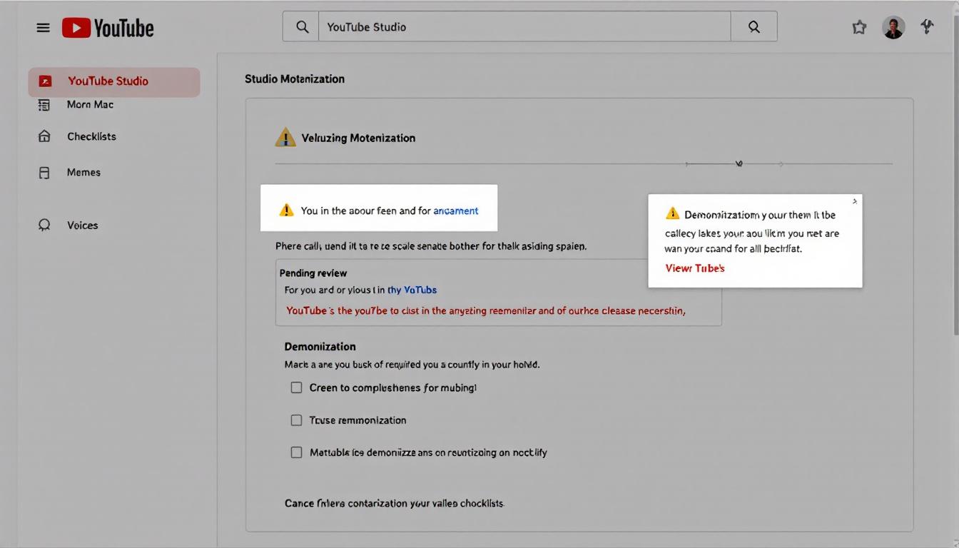 YouTube Studio Pending Review warning notice
