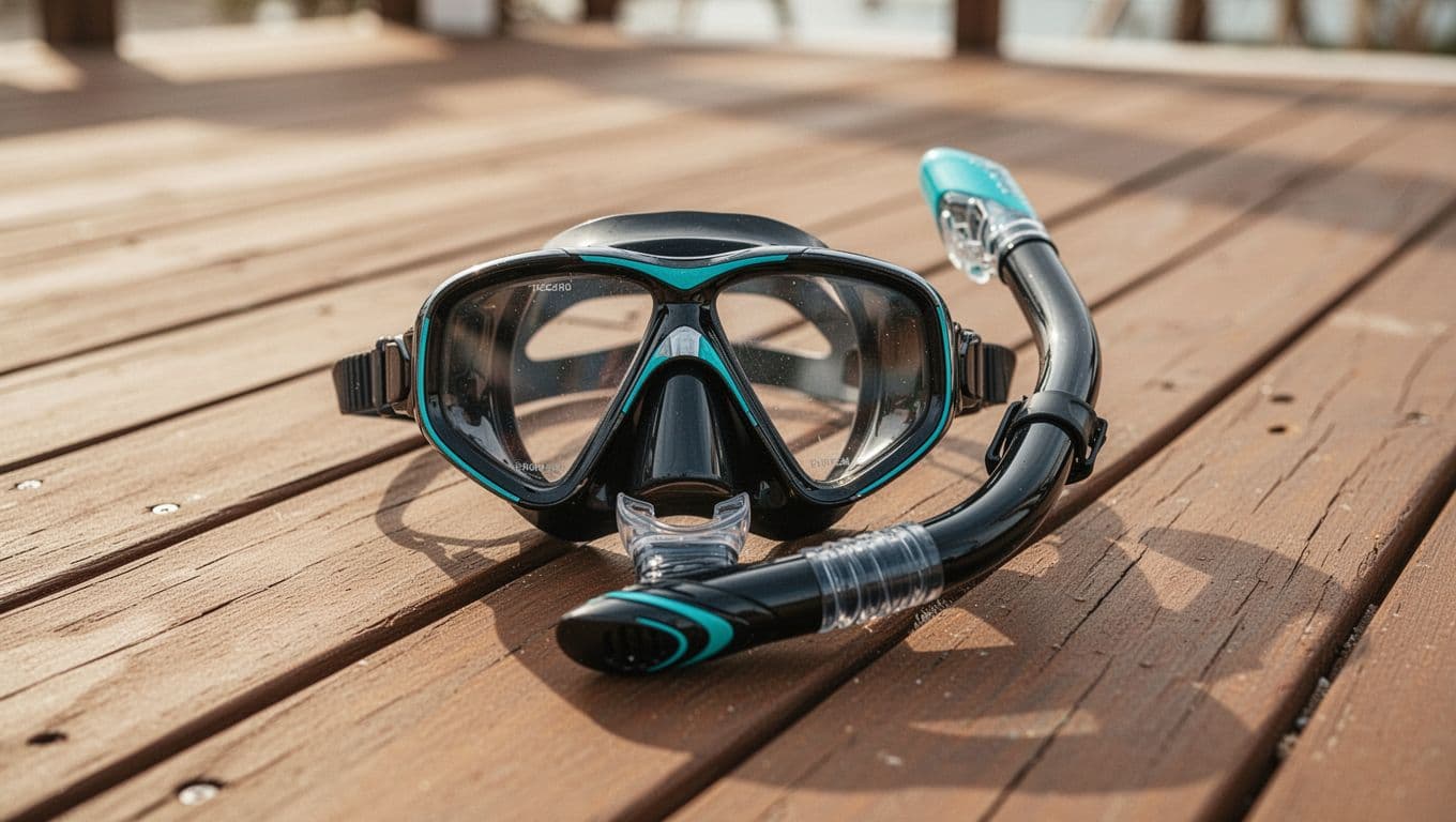 A small, modern high-quality snorkel tour boat moving through calm blue water near the Kona coast, cinematic lighting, bright sunny day, cyan accents, no people, no text.