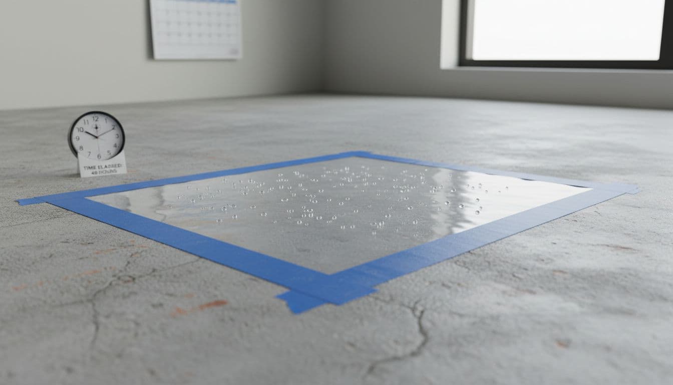 Plastic sheet test showing condensation under poly film