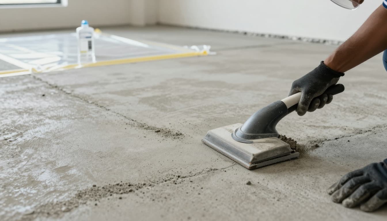 Concrete surface preparation on a slab