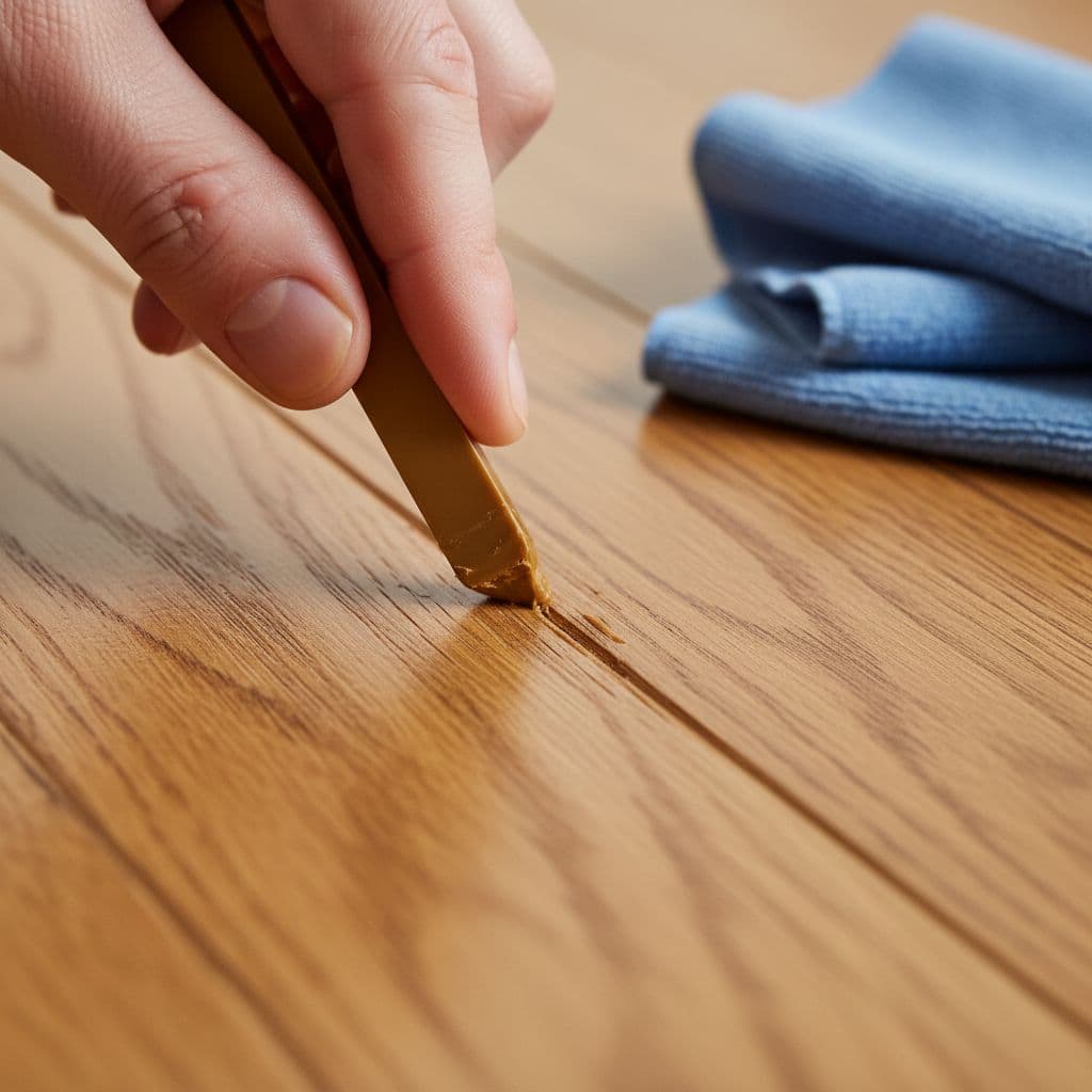 Wax stick filling a scratch