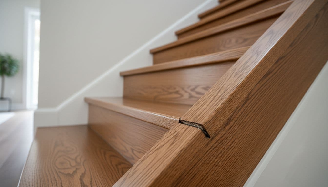 Stair tread separating with a visible gap