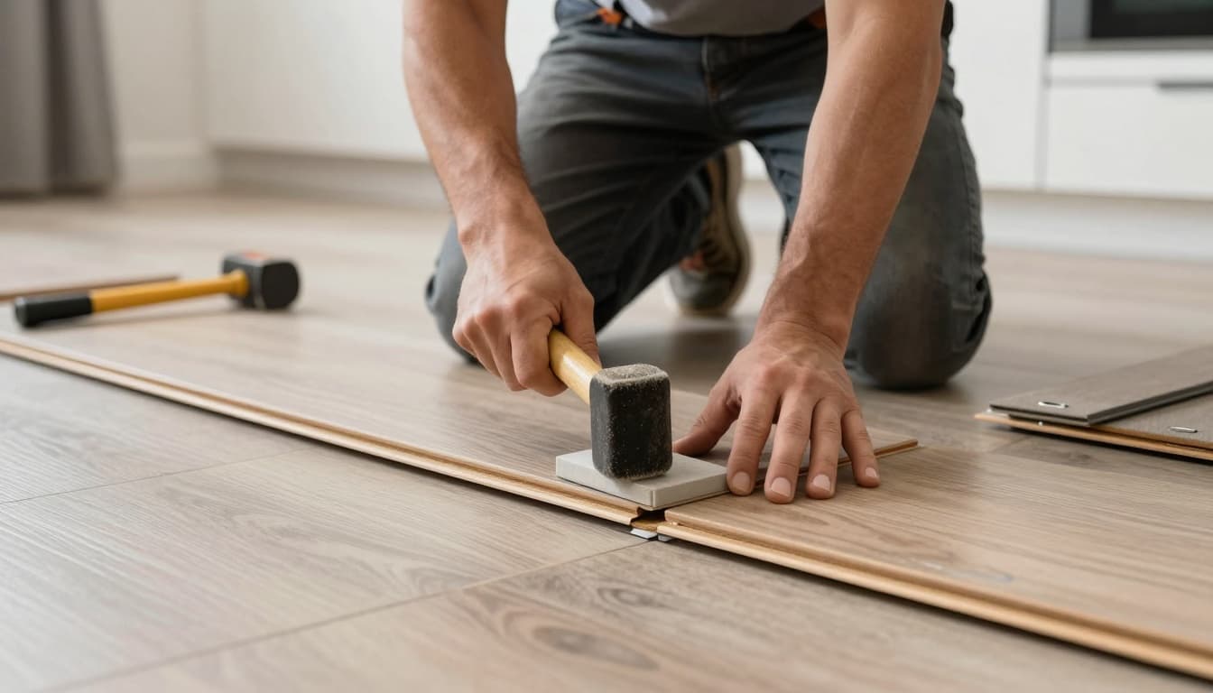 Installer re-seating LVP with tapping block