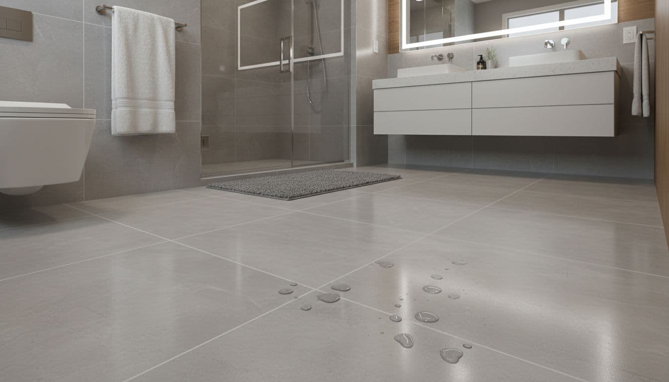 Porcelain tile floor in a modern bathroom