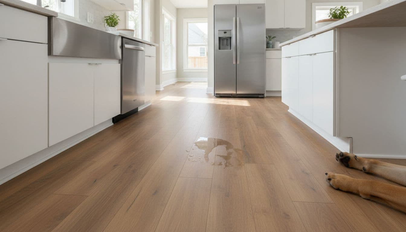 Pet-friendly luxury vinyl plank flooring in an Alpharetta kitchen