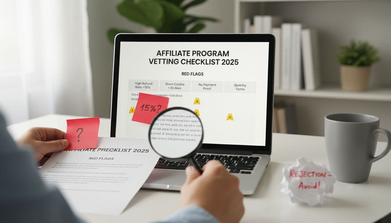 Red flags marked on an affiliate checklist