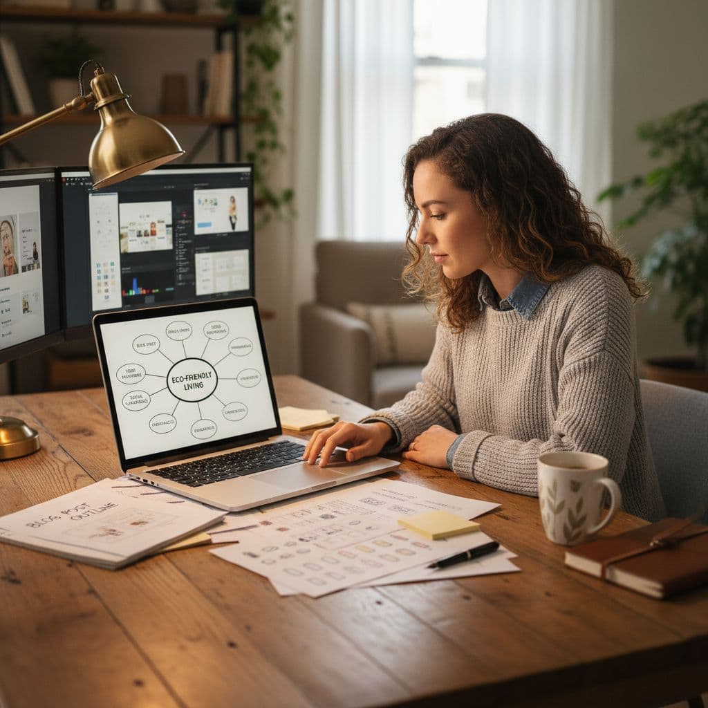 Entrepreneur planning content repurposing from one idea