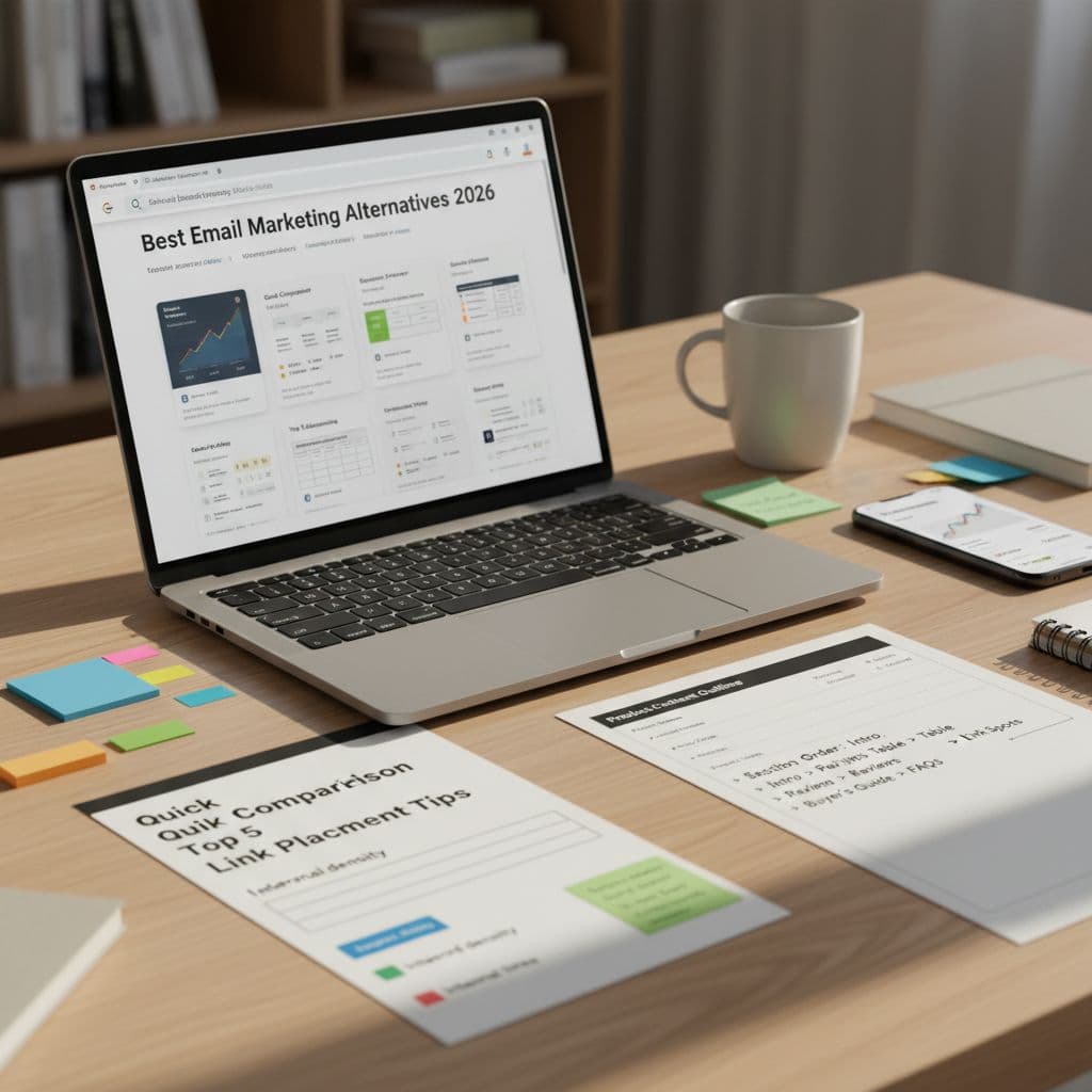 Marketer planning an affiliate alternatives post at a desk