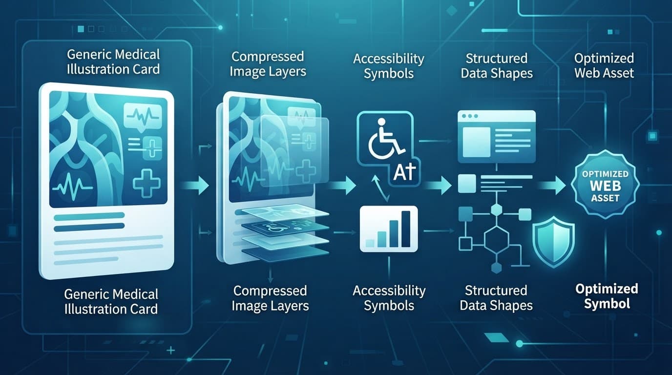 Medical image layers become an accessible web asset with privacy and structured data symbols.